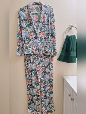 Monoprix Tropical Palm Print French Pajama Set - Multi-Color - Size EU 38 / US 8